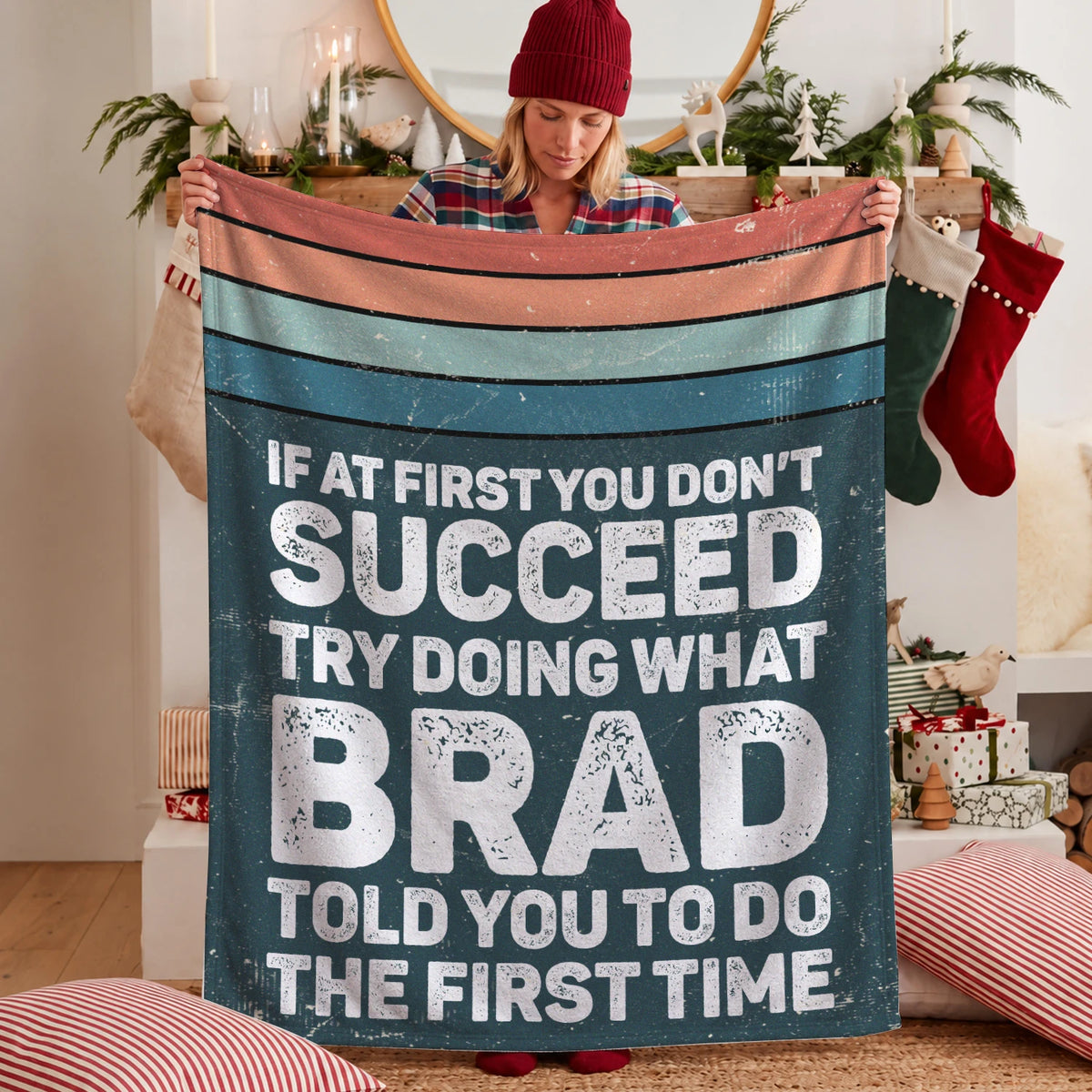 If At First You Don’t Succeed Retro Green Fleece Blanket BRAD 13K1 BK29