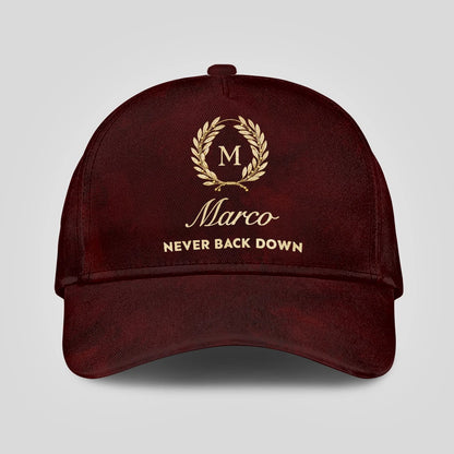 Never Back Down Golden Olive Burgundy Cap MARCO 13K1 C177PF