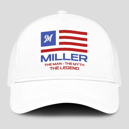 The Man The Myth The Legend America Flag Mesh Cap MILLER 13K1 C193PF