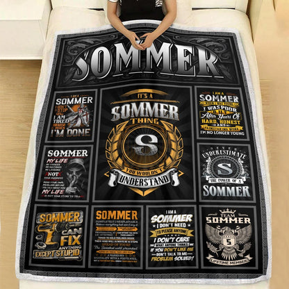 SOMMER Personalized Blanket | Custom Name Cozy Throw Gift 13K5-BK2