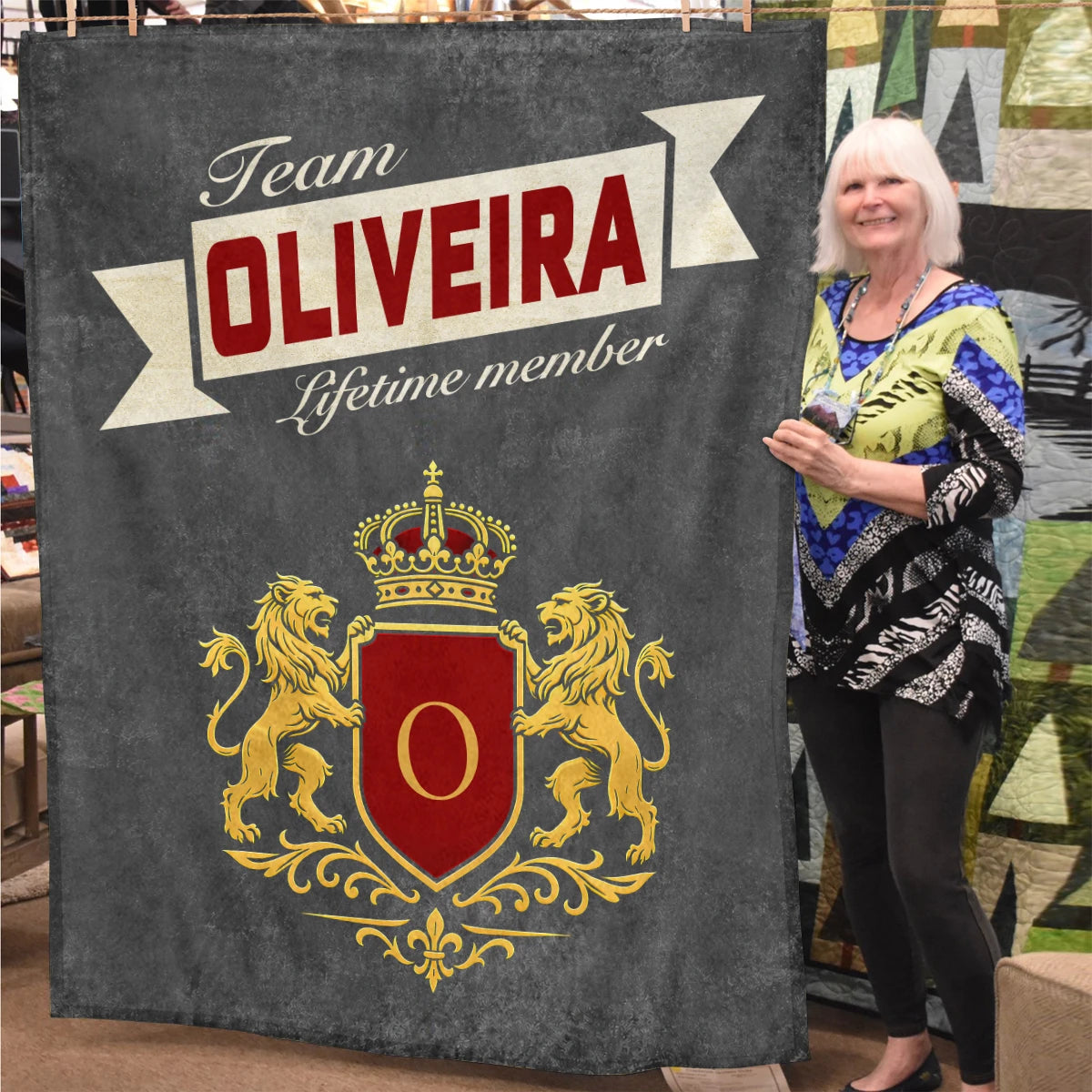 Team Your Name Lifetime Member Charcoal Blanket OLIVEIRA 13K1 BK20
