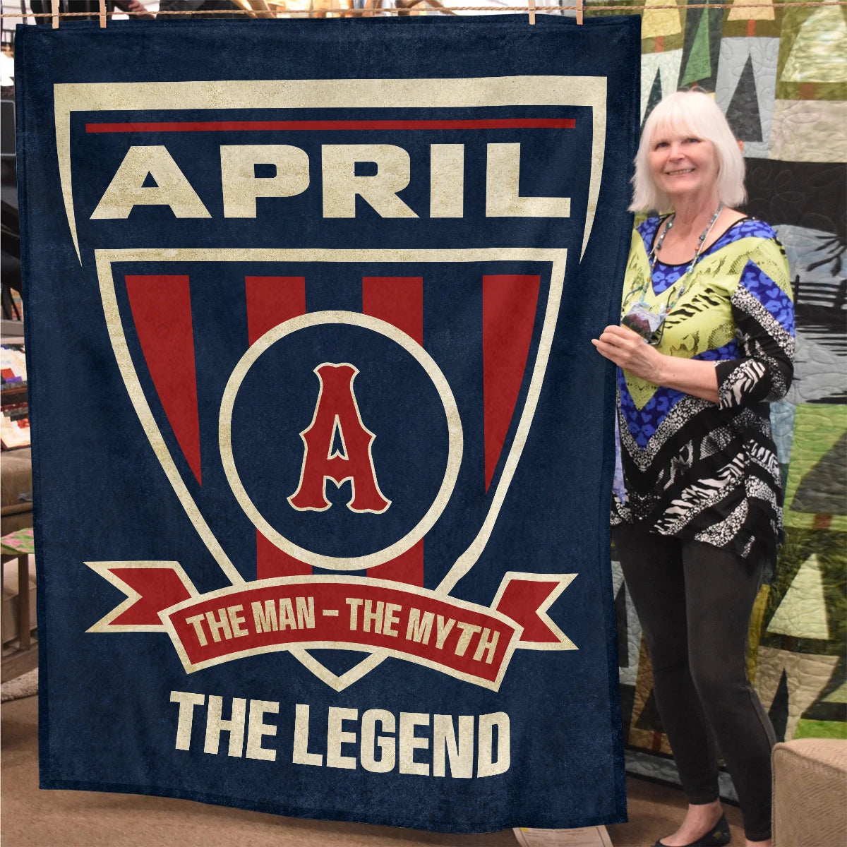 The Man The Myth The Legend Blue Burgundy Baseball Blanket APRIL 13K1 BK18