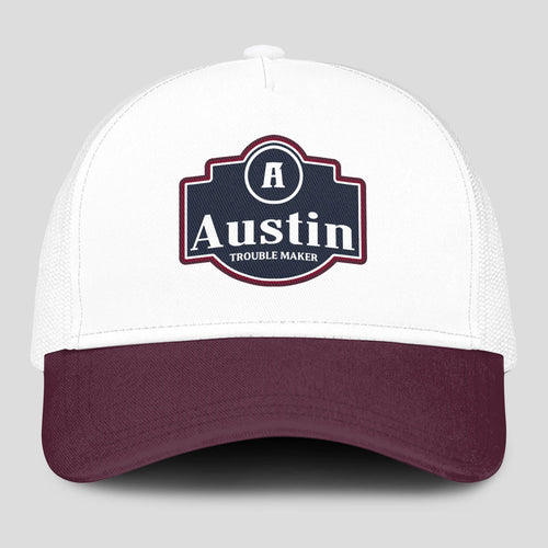 Trouble Maker Burgundy And White Funny Mesh Cap AUSTIN 13K1 C201PF