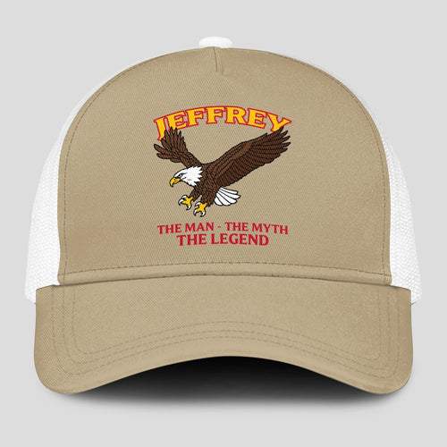 The Man The Myth The Legend Eagle Khaki Mesh Cap JEFFREY 13K1 C210PF