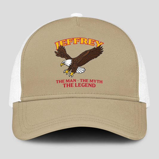 The Man The Myth The Legend Eagle Khaki Mesh Cap JEFFREY 13K1 C210PF