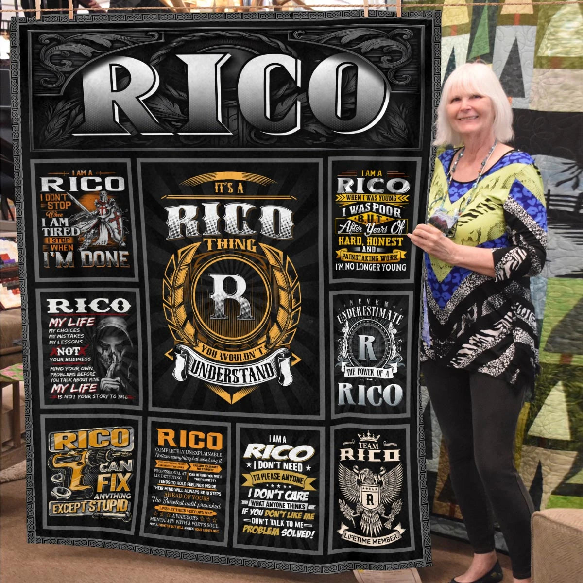 RICO Personalized Blanket | Custom Name Cozy Throw Gift 13K4-BK2