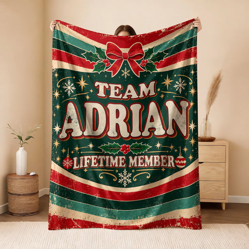 Team Your Name Lifetime Member Christmas Fleece Blanket ADRIAN 13K1 BK52