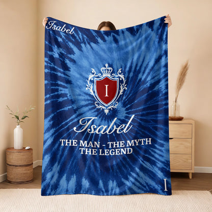 The Man The Myth The Legend Blue Waves Fleece Blanket ISABEL 13K1 BK11