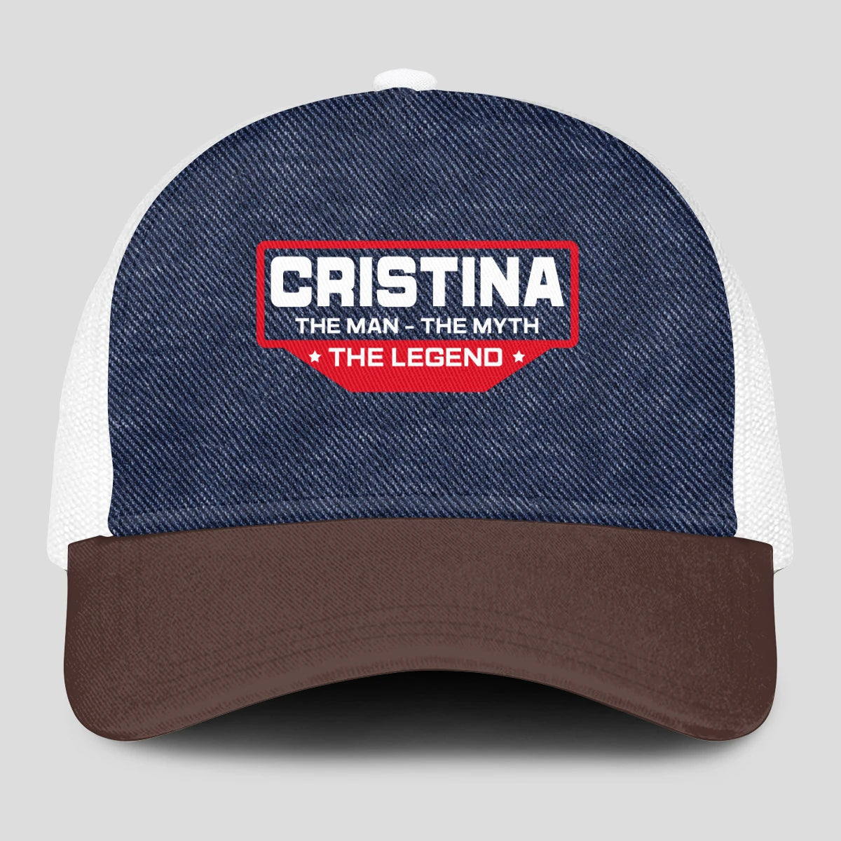 The Man The Myth The Legend Navy Brown And White Mesh Cap CRISTINA 13K1 C200PF