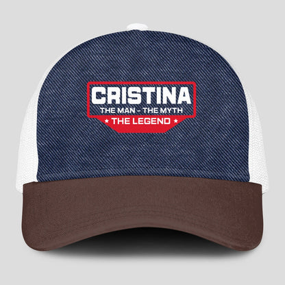 The Man The Myth The Legend Navy Brown And White Mesh Cap CRISTINA 13K1 C200PF