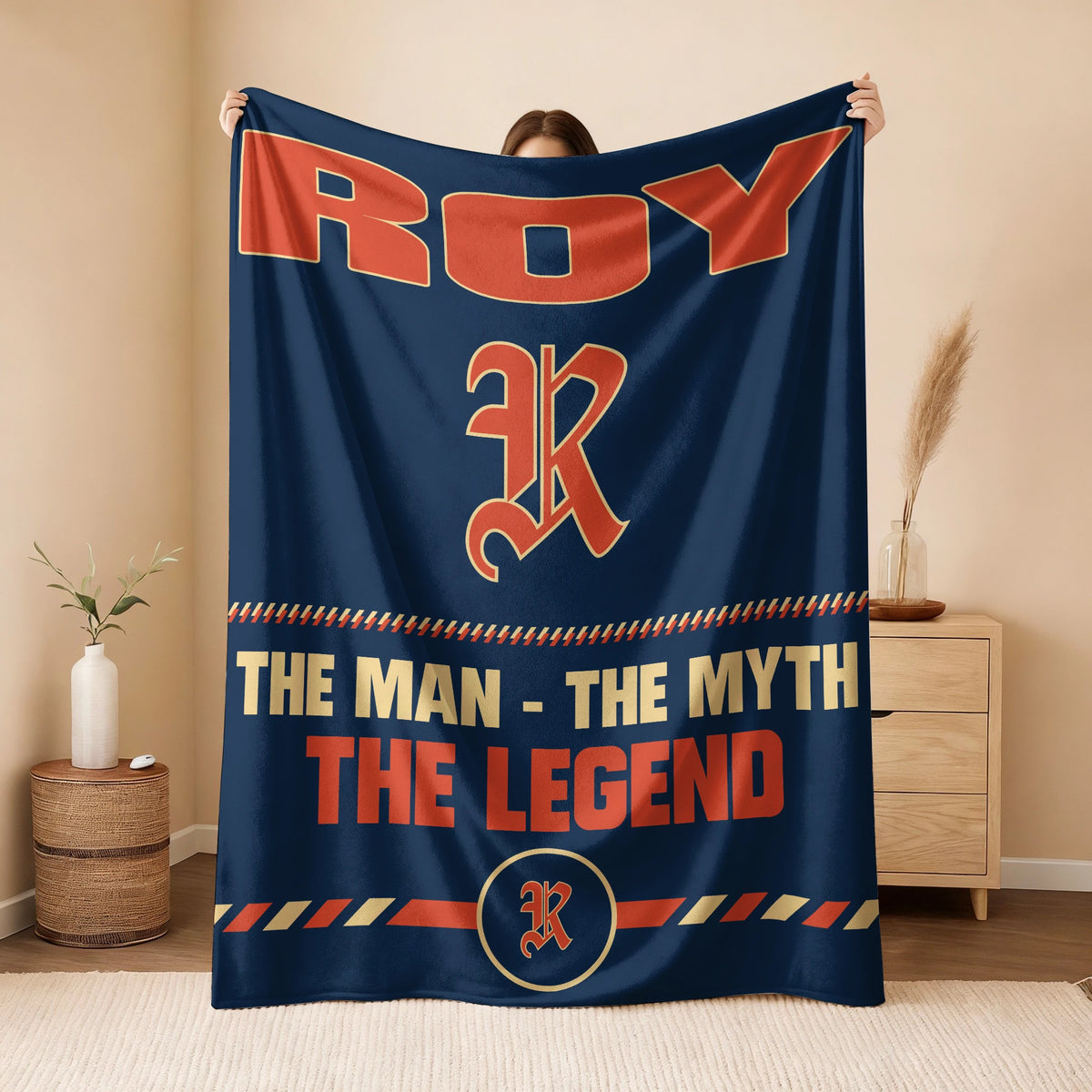The Man The Myth The Legend Retro Fleece Blanket ROY 13K1 BK53