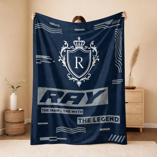 The Man The Myth The Legend Blue & Gray Fleece Blanket  RAY 13K1 BK08