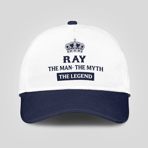The Man The Myth The Legend King Crown Blue And White Cap RAY 13K1 C147PF