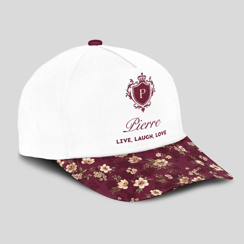 Live Laugh Love Floral Burgundy Cap PIERRE 13K1 C112PF