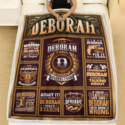 DEBORAH Personalized Blanket | Custom Name Cozy Throw Gift 13K1-BK4
