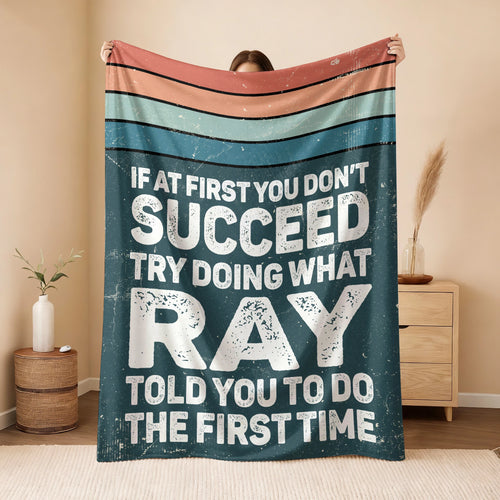 If At First You Don’t Succeed Retro Green Fleece Blanket RAY 13K1 BK29