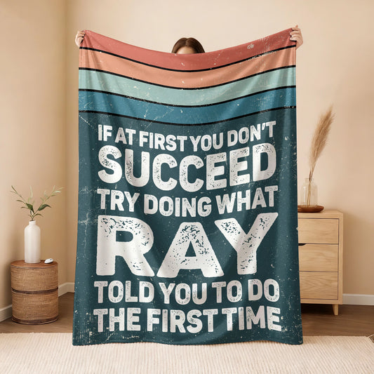 If At First You Don’t Succeed Retro Green Fleece Blanket RAY 13K1 BK29