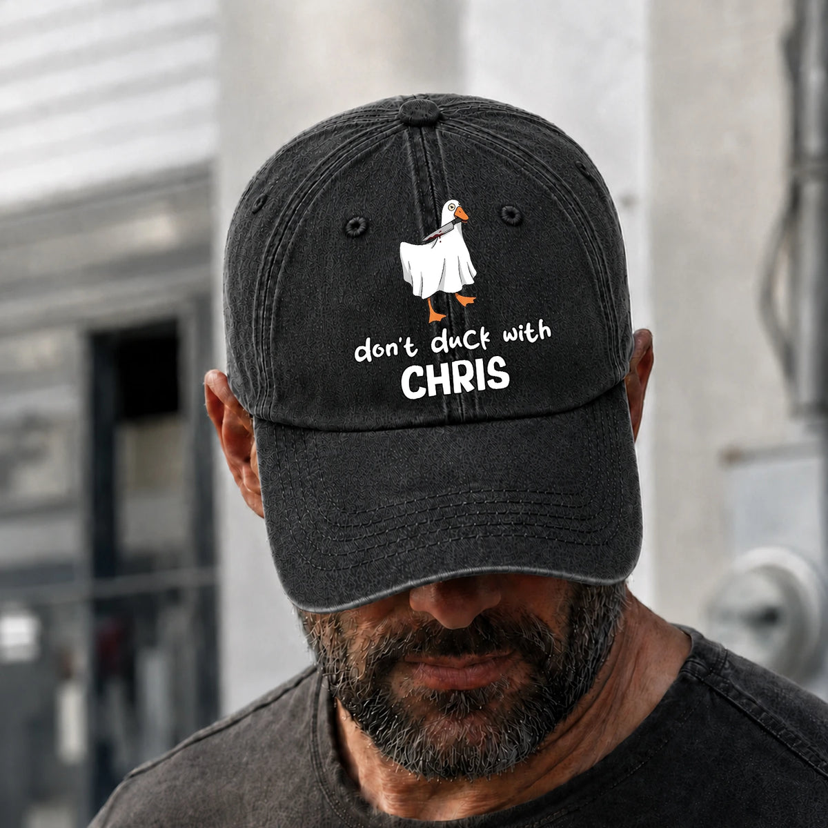 Don't Duck With Your Name Funny Washed Cap CHRIS 13K1 C129PF