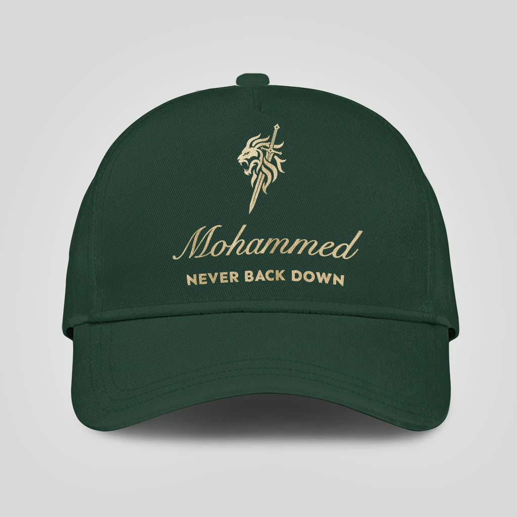 Never Back Down Lion And Sword Sage Green Cap MOHAMMED 13K1 C178PF
