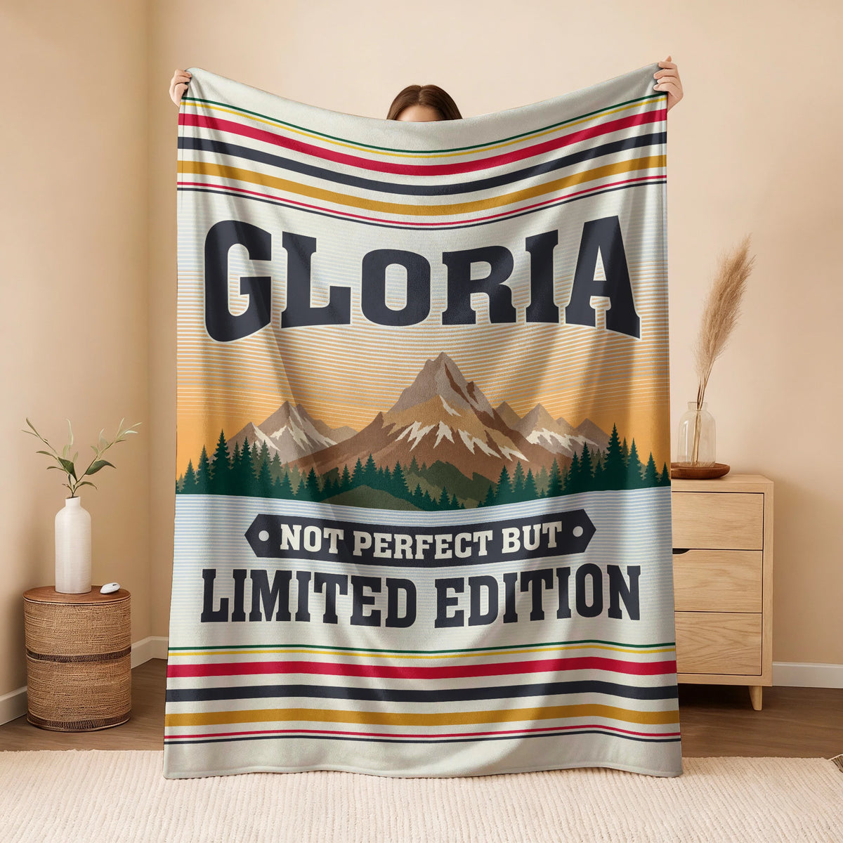 Not Perfect But Limited Edition Vintage Mountain Fleece Blanket GLORIA 13K1 BK45