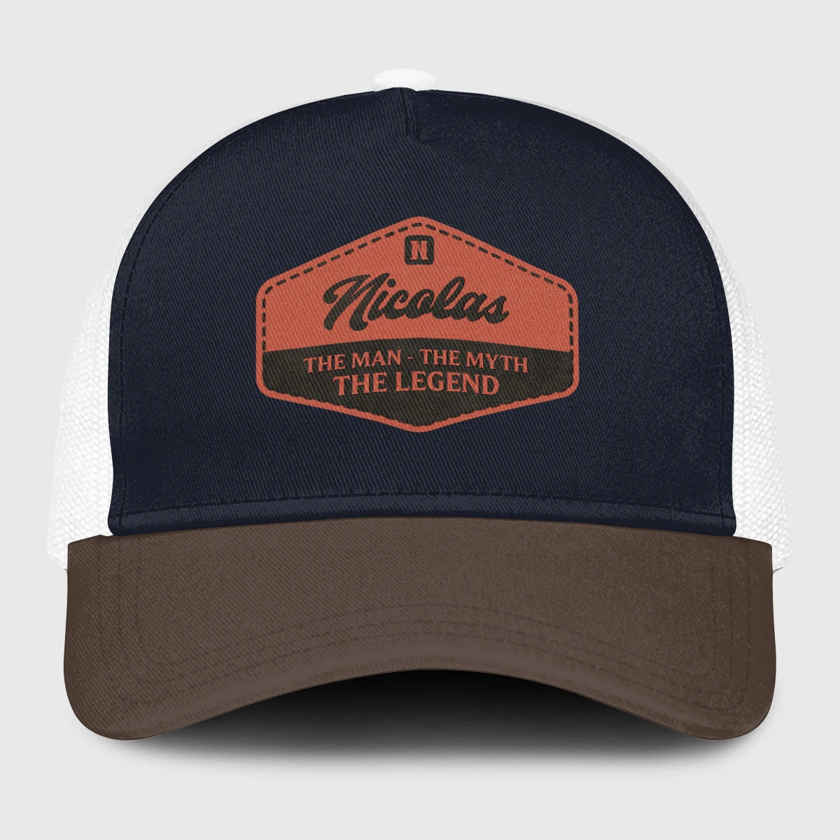 The Man The Myth The Legend Navy And Brown Mesh Cap NICOLAS 13K1 C188PF