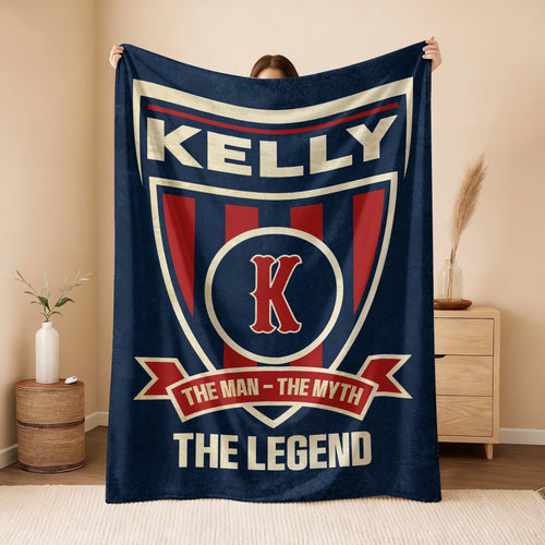The Man The Myth The Legend Blue Burgundy Baseball Blanket KELLY 13K1 BK18