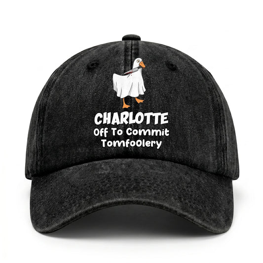 Off To Commit Tomfoolery Funny Goose Washed Cap CHARLOTTE 13K1 C131PF