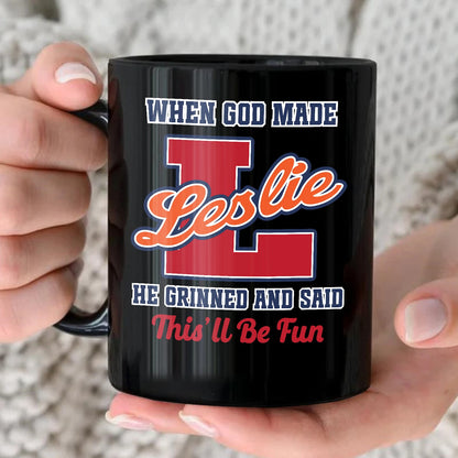When God Made Your Name Personalized Baseball Mug LESLIE 13K1 MG07