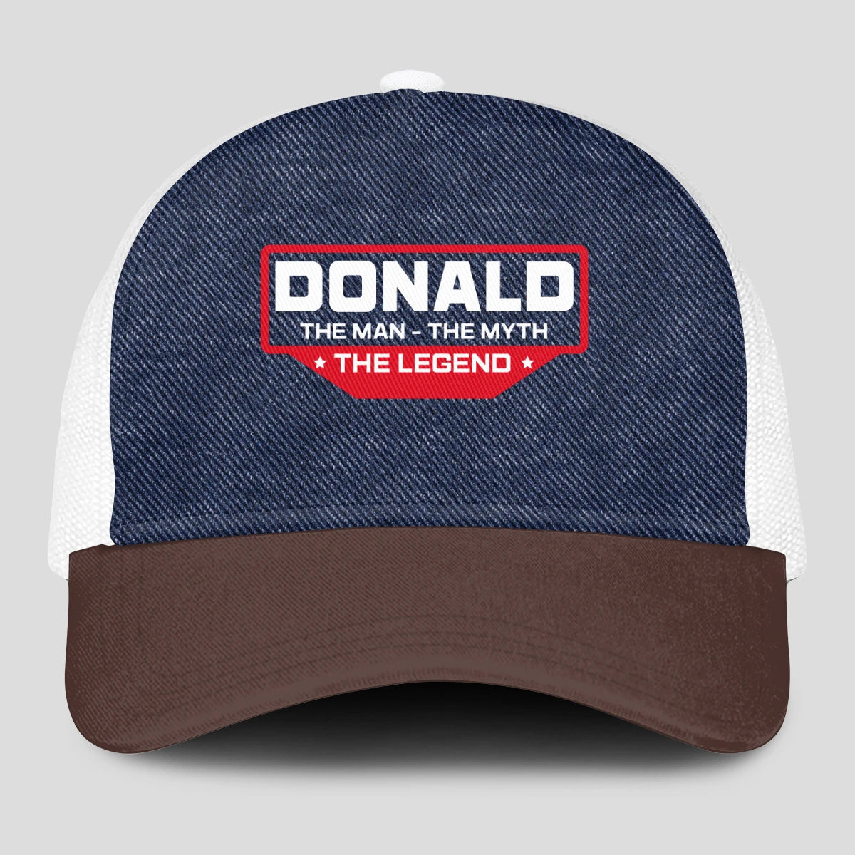 The Man The Myth The Legend Navy Brown And White Mesh Cap DONALD 13K1 C200PF