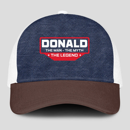 The Man The Myth The Legend Navy Brown And White Mesh Cap DONALD 13K1 C200PF