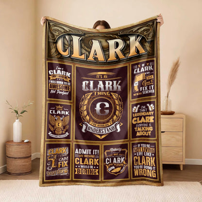 CLARK Personalized Blanket | Custom Name Cozy Throw Gift 13K1-BK4