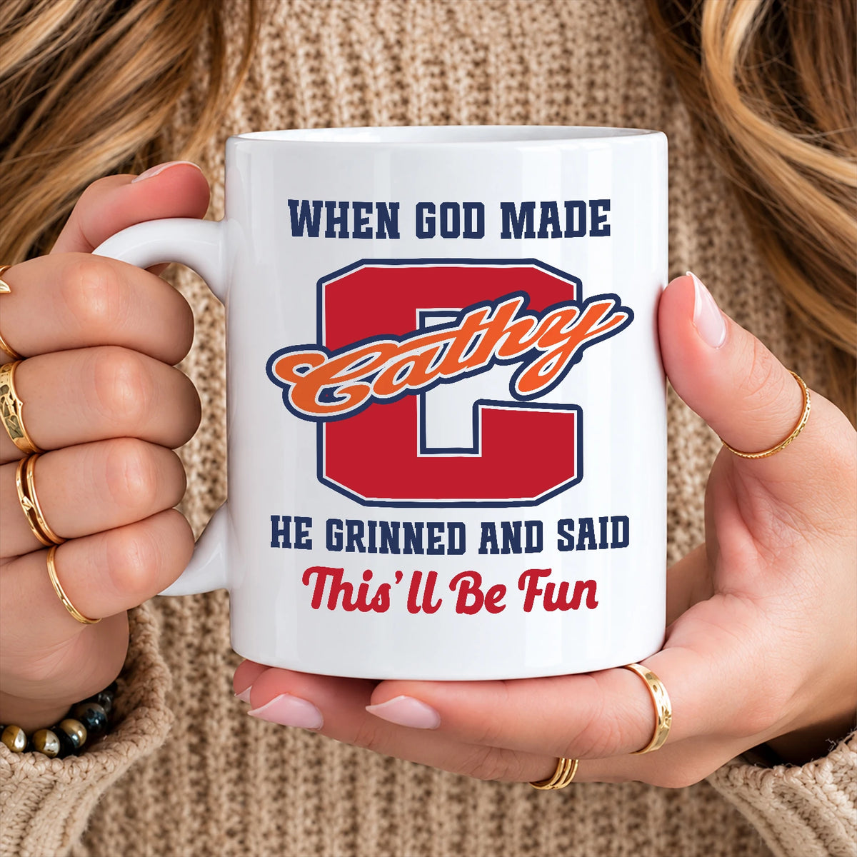 When God Made Your Name Personalized Baseball Mug CATHY 13K1 MG07