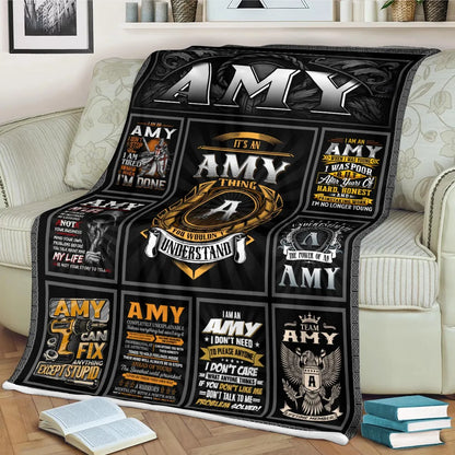 AMY Personalized Blanket | Custom Name Cozy Throw Gift 13K1-BK2