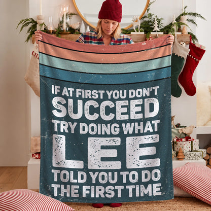 If At First You Don’t Succeed Retro Green Fleece Blanket LEE 13K1 BK29