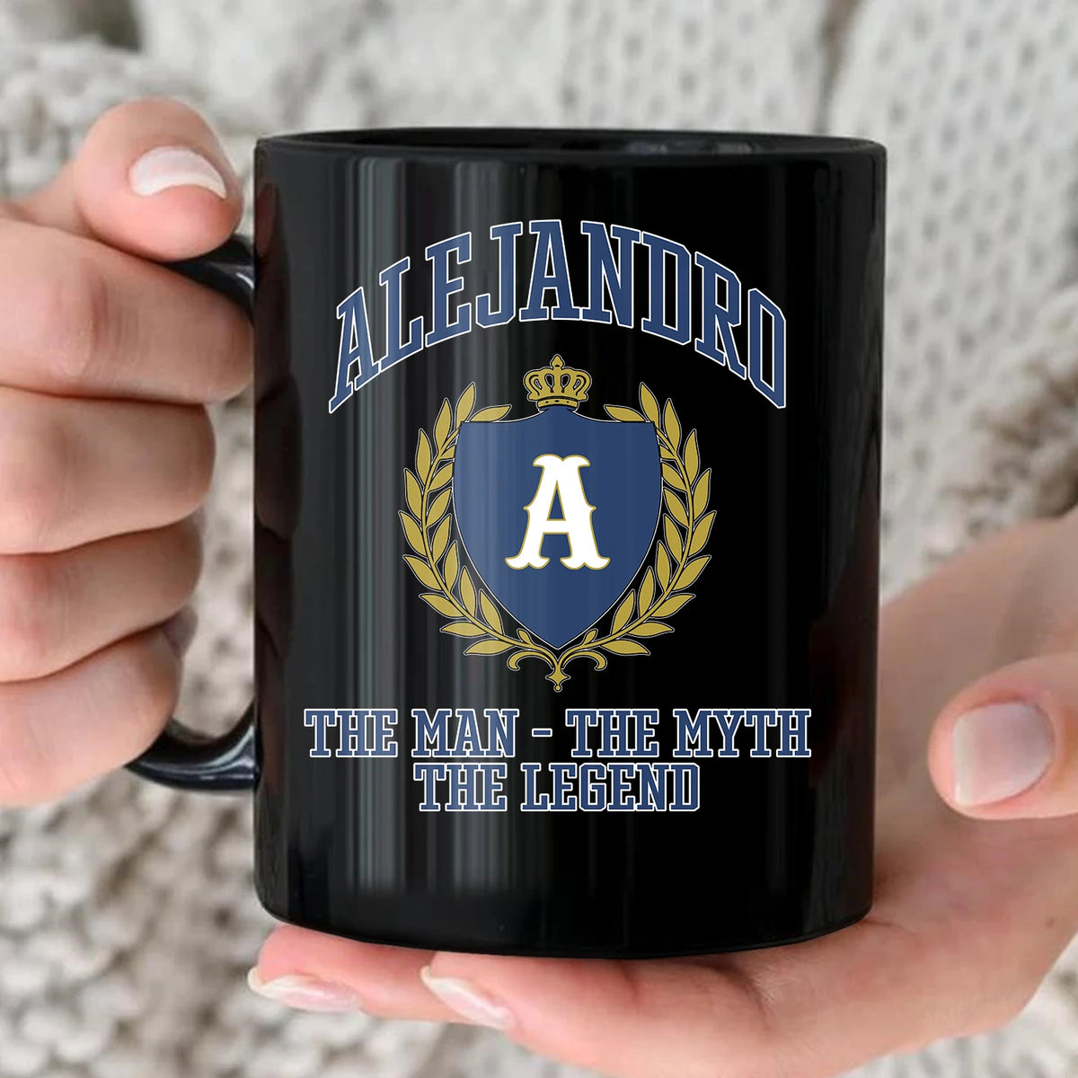 The Man The Myth The Legend Blue And Yellow Logo Mug ALEJANDRO 13K1 MG24
