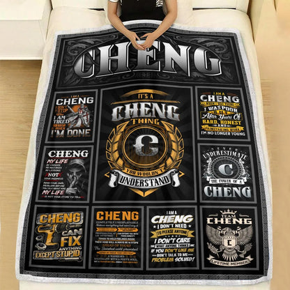 CHENG Personalized Blanket | Custom Name Cozy Throw Gift 13K3-BK2