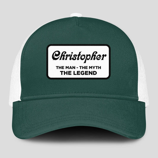 The Man The Myth The Legend Green And White Mesh Cap CHRISTOPHER 13K1 C198PF