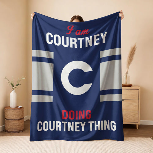 I'm Name Doing Name Things Navy Fleece Blanket COURTNEY 13K1 BK51