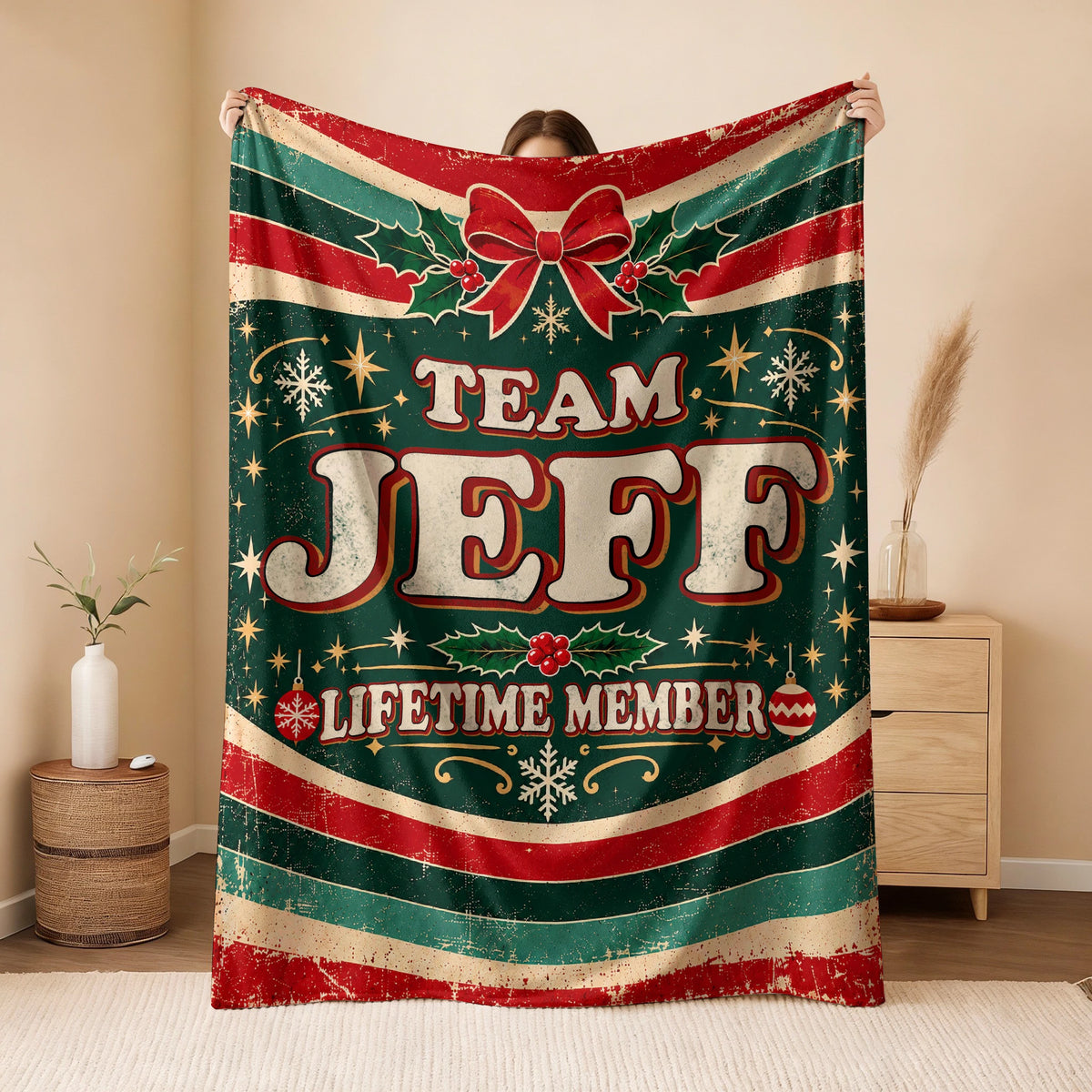 Team Your Name Lifetime Member Christmas Fleece Blanket JEFF 13K1 BK52