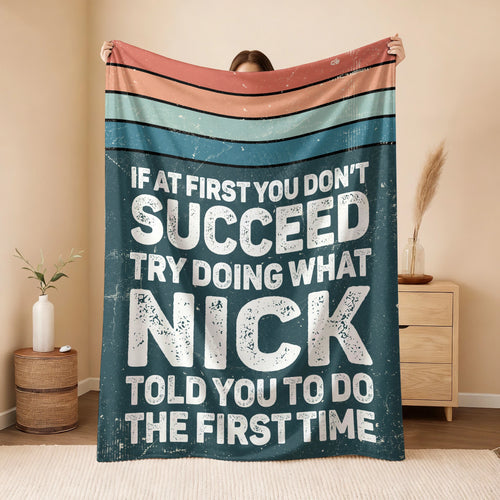 If At First You Don’t Succeed Retro Green Fleece Blanket NICK 13K1 BK29