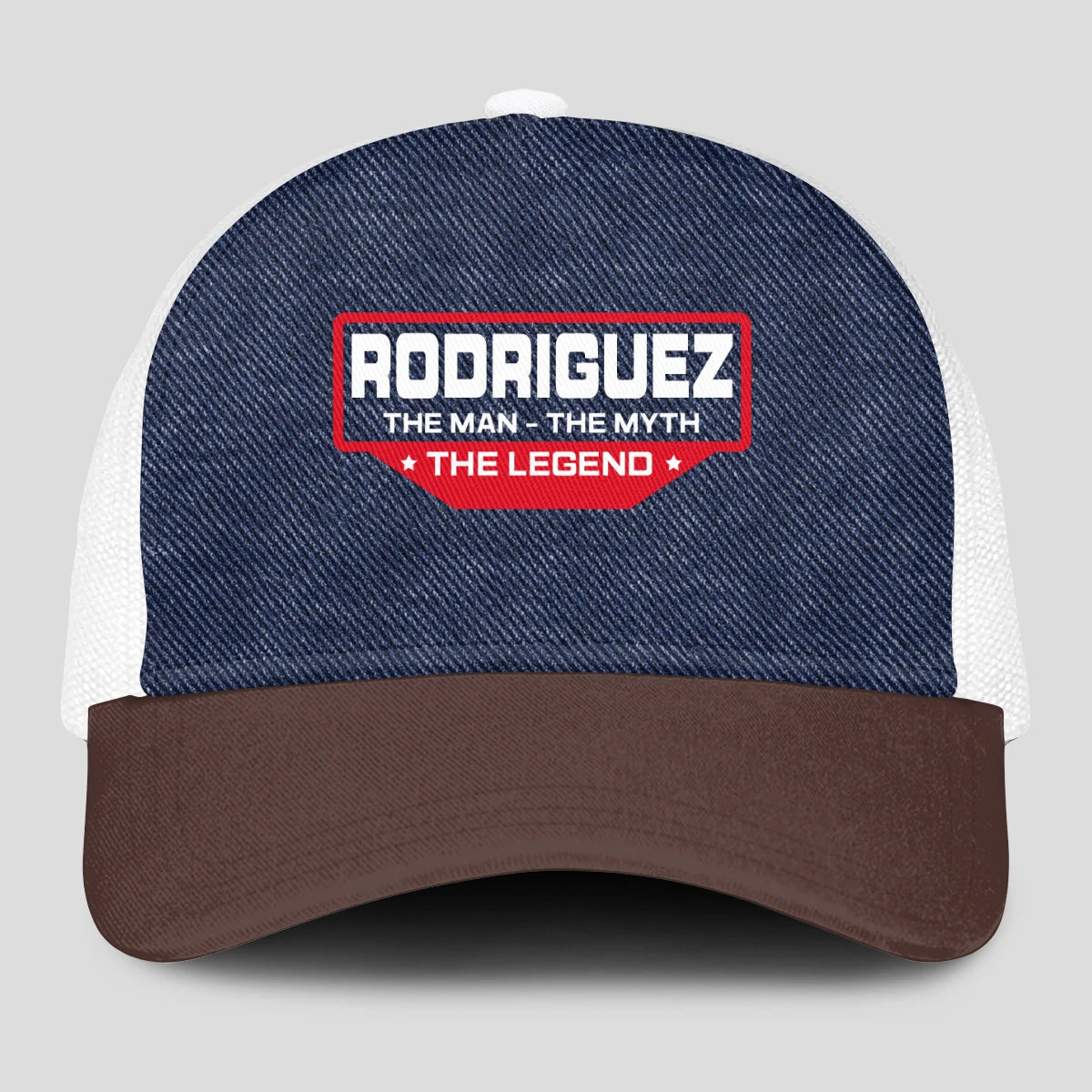 The Man The Myth The Legend Navy Brown And White Mesh Cap RODRIGUEZ 13K1 C200PF