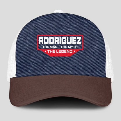 The Man The Myth The Legend Navy Brown And White Mesh Cap RODRIGUEZ 13K1 C200PF
