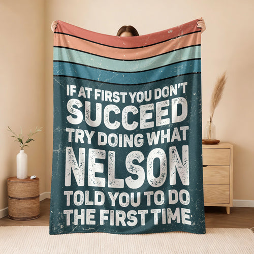 If At First You Don’t Succeed Retro Green Fleece Blanket NELSON 13K1 BK29