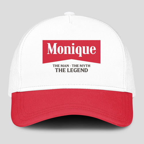 The Man The Myth The Legend Red And White Mesh Cap MONIQUE 13K1 C197PF