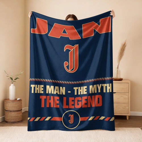 The Man The Myth The Legend Retro Fleece Blanket JAN 13K1 BK53