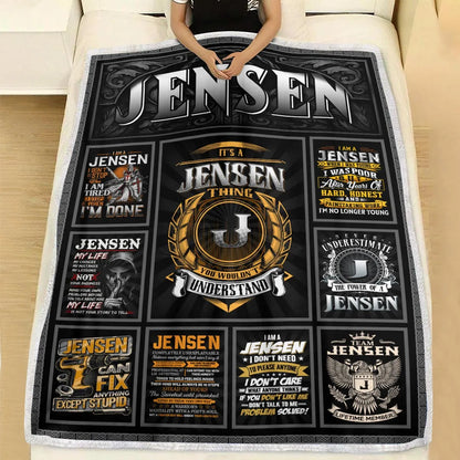 JENSEN Personalized Blanket | Custom Name Cozy Throw Gift 13K2-BK2