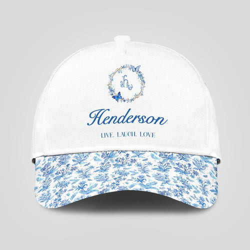 Live Laugh Love Blue Flowers Cap HENDERSON 13K1 C50PF
