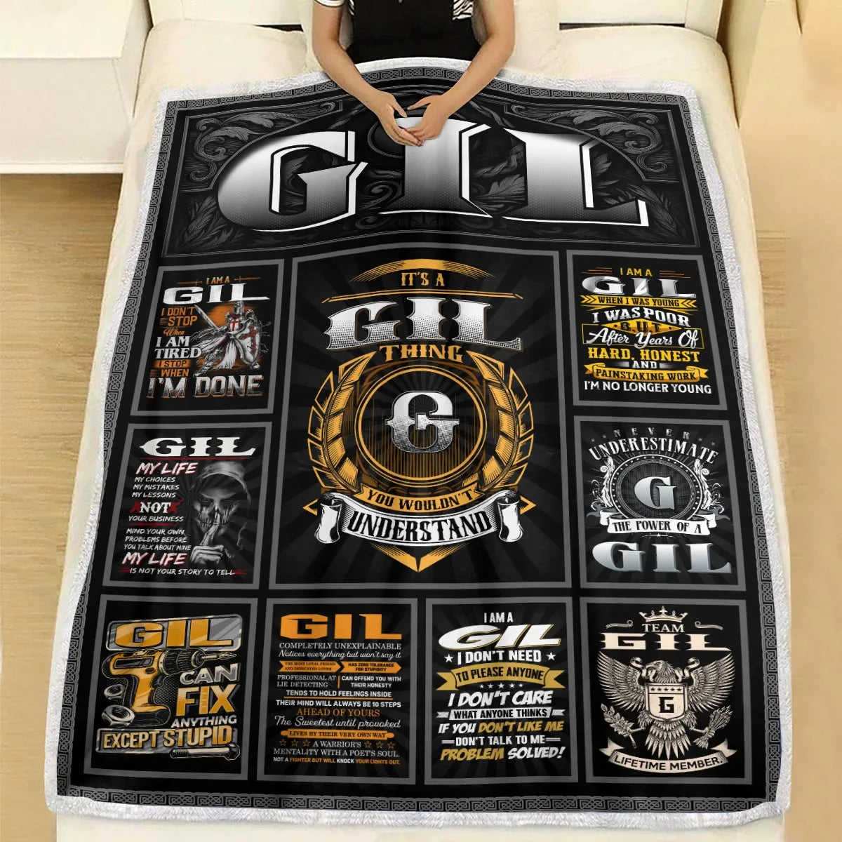 GIL Personalized Blanket | Custom Name Cozy Throw Gift 13K2-BK2