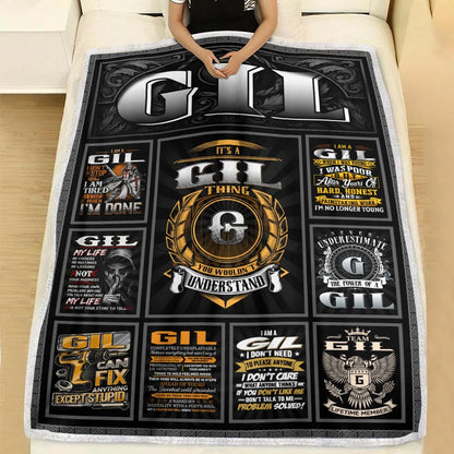 GIL Personalized Blanket | Custom Name Cozy Throw Gift 13K2-BK2
