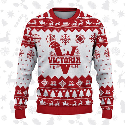 VICTORIA Personalized Christmas Pajama Set - Holiday Gift Outfit 13K1-CR2
